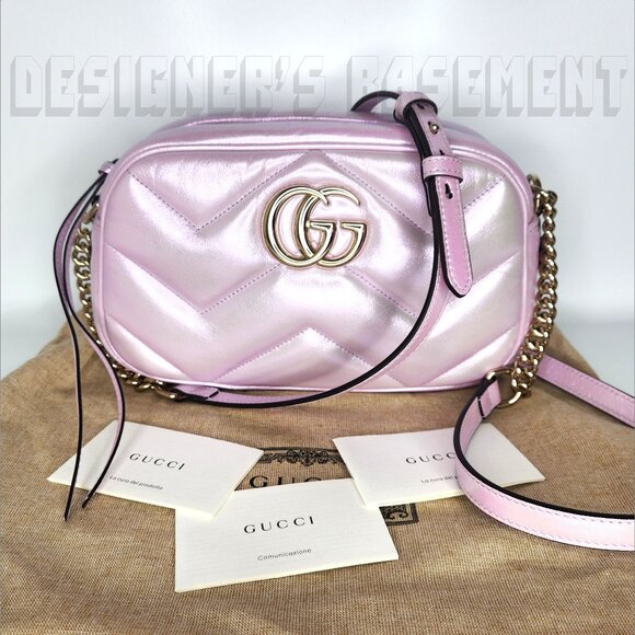 Set of 2 GUCCI bags: Strawberry Wristlet๐ & pink MARMONT Matelasse camera bag๐ - Picture 2 of 15